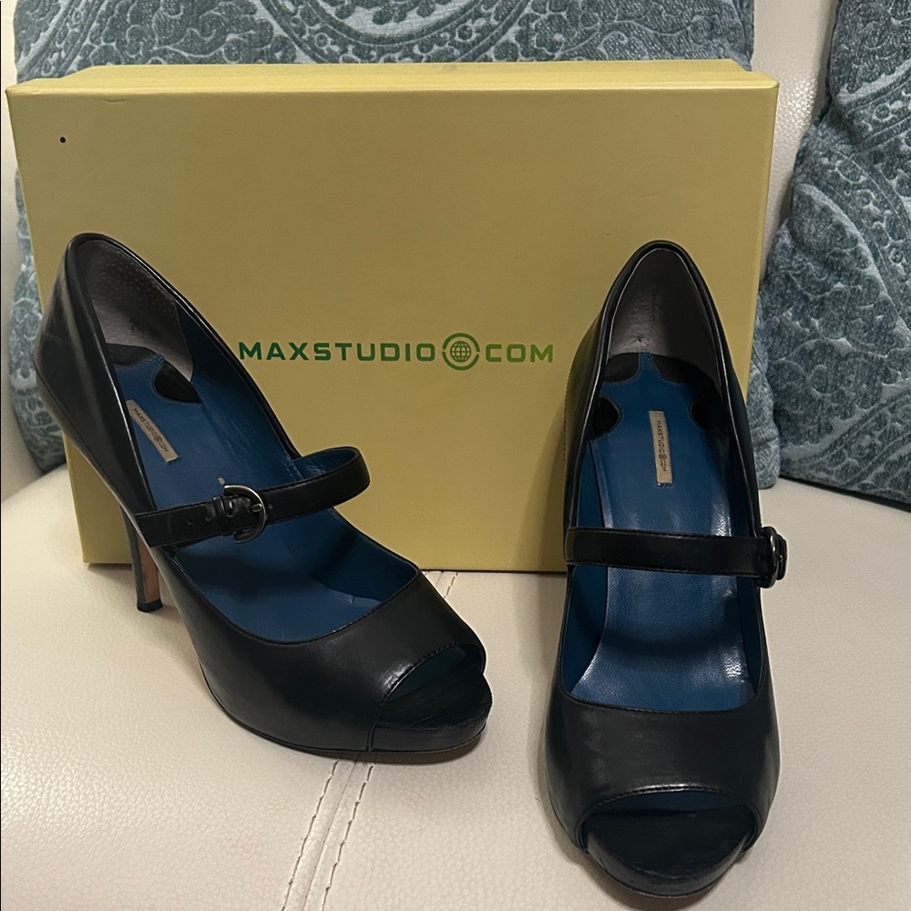 3. Max Studio Black Peep Toe Mary Jane Heels